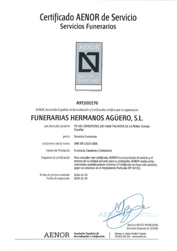 AENOR SERVICIOS FUNERARIOS